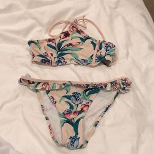 Some days lovin halter floral bikini set